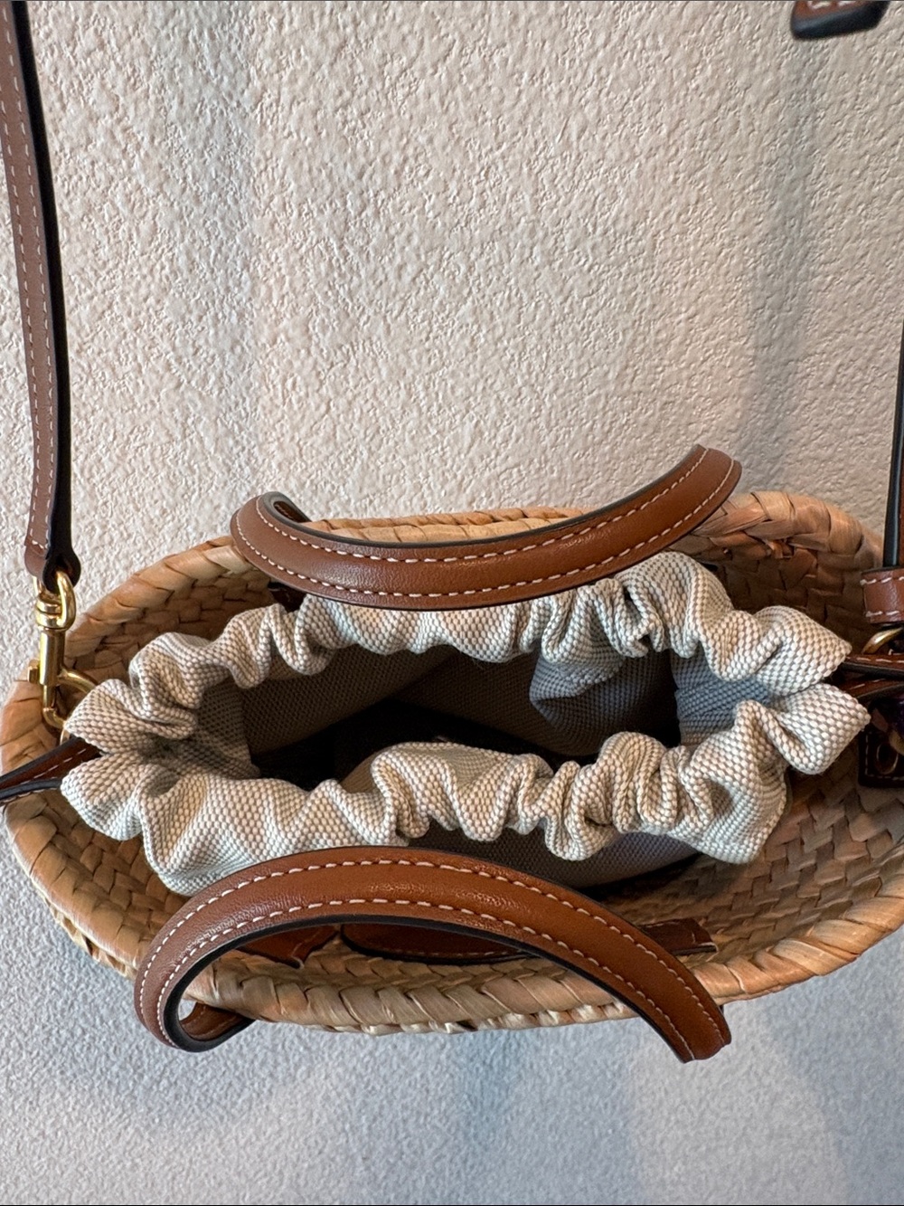 Tory Burch Natural Woven Straw Tote with Brown Leather Trim - Picture 3 of 12